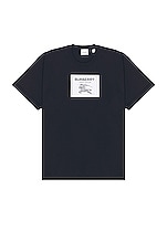 Burberry Roundwood Label T-shirt in Smoked Navy, view 1, click to view large image.