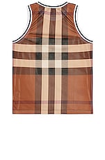 Burberry Exploded Check Basketball Tank in Dark Birch Brown, view 2, click to view large image.