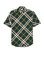 Burberry Short Sleeve Check Pattern Shirt in Ivy Ip Check, view 1, click to view large image.