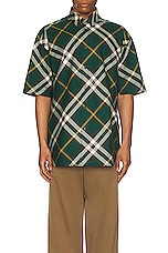 Burberry Short Sleeve Check Pattern Shirt in Ivy Ip Check, view 4, click to view large image.