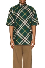 Burberry Short Sleeve Check Pattern Shirt in Ivy, view 4, click to view large image.