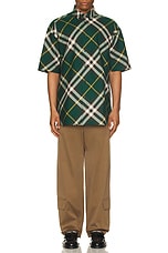 Burberry Short Sleeve Check Pattern Shirt in Ivy, view 5, click to view large image.