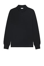 Burberry Long Sleeve Polo in Black, view 1, click to view large image.