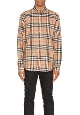 Burberry Long Sleeve Shirt in Archive Beige Check, view 1, click to view large image.