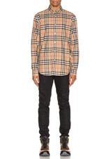 Burberry Long Sleeve Shirt in Archive Beige Check, view 4, click to view large image.