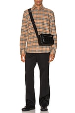Burberry Small Scale Stretch Check Shirt in Camel Check, view 4, click to view large image.