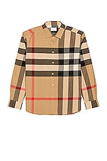 Burberry Somerton Check Shirt in Archive Beige, view 1, click to view large image.