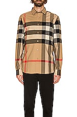 Burberry Somerton Check Shirt in Archive Beige, view 3, click to view large image.