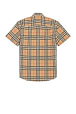 Burberry Caxton Short Sleeve Check Shirt in Archive Beige, view 2, click to view large image.