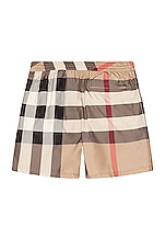 Burberry Guildes Swim Short in Archive Beige Check, view 2, click to view large image.
