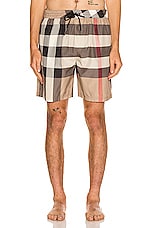 Burberry Guildes Swim Short in Archive Beige Check, view 3, click to view large image.