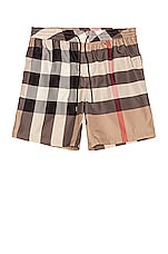 Burberry Guildes Exploded Check Swim Trunk in Archive Beige, view 1, click to view large image.