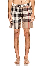 Burberry Guildes Exploded Check Swim Trunk in Archive Beige, view 3, click to view large image.