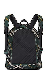 Burberry Check Pattern Backpack in Ivy, view 2, click to view large image.