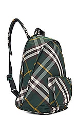 Burberry Check Pattern Backpack in Ivy, view 3, click to view large image.