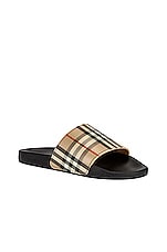 Burberry Furley M Check Slide in Archive Beige, view 2, click to view large image.