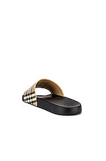 Burberry Furley M Check Slide in Archive Beige, view 3, click to view large image.