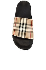 Burberry Furley M Check Slide in Archive Beige, view 4, click to view large image.