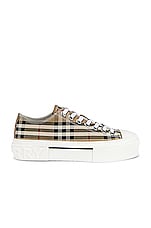 Burberry Jack Sneaker in Archive Beige Check, view 1, click to view large image.
