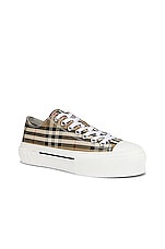 Burberry Jack Sneaker in Archive Beige Check, view 2, click to view large image.