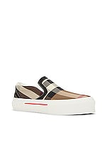 Burberry Curt Check Slip On Sneaker in Birch Brown Ip Chk, view 2, click to view large image.
