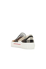Burberry Curt Check Slip On Sneaker in Birch Brown Ip Chk, view 3, click to view large image.