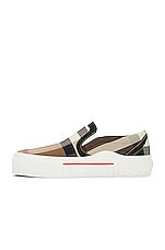 Burberry Curt Check Slip On Sneaker in Birch Brown Ip Chk, view 5, click to view large image.