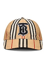Burberry Stripe Tb Baseball in Archive Beige, view 1, click to view large image.