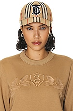 Burberry Stripe Tb Baseball in Archive Beige, view 2, click to view large image.