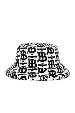 Burberry Towel Bucket Hat in Black & White Pattern, view 3, click to view large image.