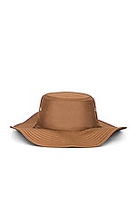 Burberry Ear Muff Bucket Hat in Dusty Camel, view 2, click to view large image.