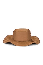 Burberry Ear Muff Bucket Hat in Dusty Camel, view 3, click to view large image.