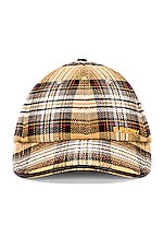 Burberry Baseball Japanese Check Hat in Yellow Check, view 1, click to view large image.