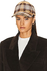 Burberry Baseball Japanese Check Hat in Yellow Check, view 2, click to view large image.