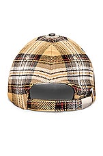 Burberry Baseball Japanese Check Hat in Yellow Check, view 3, click to view large image.