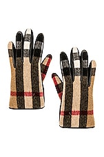 Burberry Victoria 3C Check Wool Gloves in Archive Beige, view 1, click to view large image.