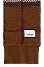 Burberry Check Knit Scarf in Dark Birch Brown Check, view 3, click to view large image.