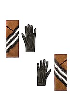 Burberry Chevron Glove in Dark Birch Brown, view 3, click to view large image.