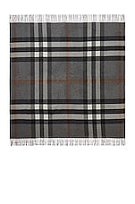 Burberry Half Mega Check Solid Cashmere Blanket in Grey, view 3, click to view large image.
