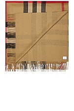 Burberry Half Mega Check Solid Cashmere Blanket in Archive Beige, view 2, click to view large image.