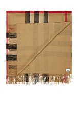 Burberry Half Mega Check Solid Cashmere Blanket in Archive Beige, view 3, click to view large image.