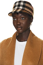 Burberry Check Jared Hat in Dark Birch Brown Check, view 2, click to view large image.