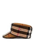 Burberry Check Jared Hat in Dark Birch Brown Check, view 4, click to view large image.