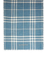 Burberry Check Scarf in Dark Blue & Vivid Blue, view 3, click to view large image.
