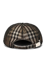 Burberry Mesh Baseball Hat in Beige Check & Black, view 2, click to view large image.