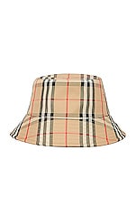 Burberry Check Bucket Hat in Archive Beige, view 1, click to view large image.