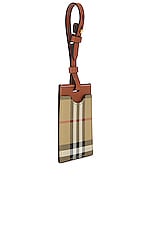 Burberry Patterned Luggage Tag in Archive Beige, view 3, click to view large image.