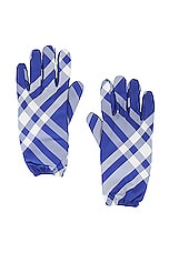 Burberry Tri Bar Check Cold Weather Nylon Gloves in Knight, view 1, click to view large image.