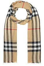 Burberry Lightweight Wool Scarf in Archive Beige, view 1, click to view large image.