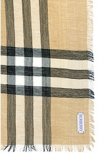 Burberry Lightweight Wool Scarf in Archive Beige, view 3, click to view large image.